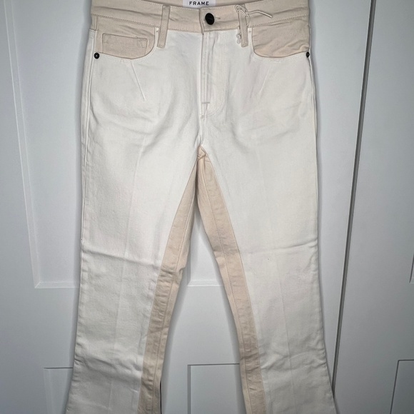 FRAME Le Crop Mini Boot Mid Rise Two Tone Jeans NWT Women's Size 25 - Picture 1 of 9